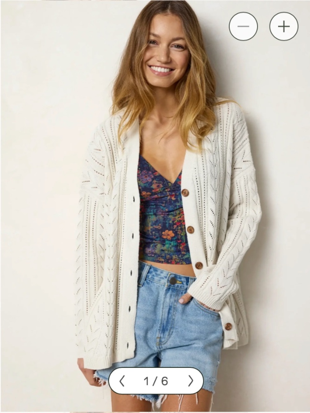 Natural Life Pointelle Grandpa Cardigan | L/XL | Cream